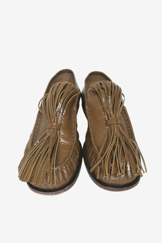 Dries Van Noten Leather Fringe Trim Accent Loafers sz 38 - Designer Flats at The Find Luxury Resale - Vancouver, Canada