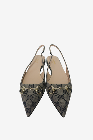 Gucci GG Canvas Canvas Slingback Flats sz 38.5 - Designer Flats at The Find Luxury Resale - Vancouver, Canada