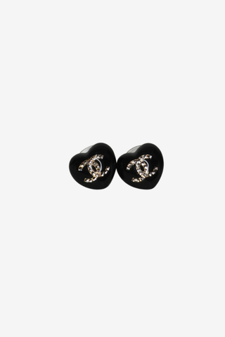 Chanel Resin Heart Studs - Designer Earrings at The Find Luxury Resale - Vancouver, Canada