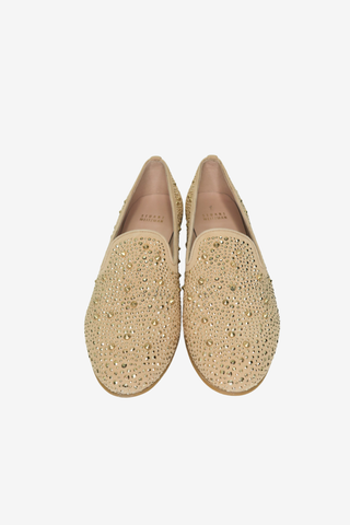 Stuart Weitzman Suede Studded Accents Loafers sz 7 - Designer shoes at The Find Luxury Resale - Vancouver, Canada