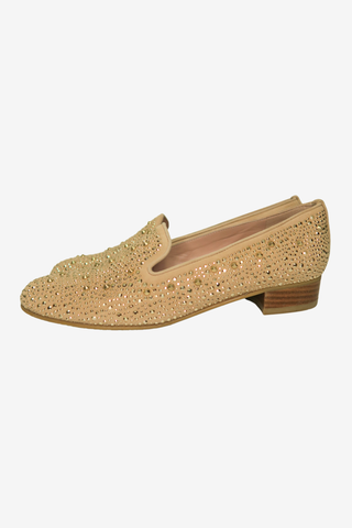 Stuart Weitzman Suede Studded Accents Loafers sz 7 - Designer shoes at The Find Luxury Resale - Vancouver, Canada
