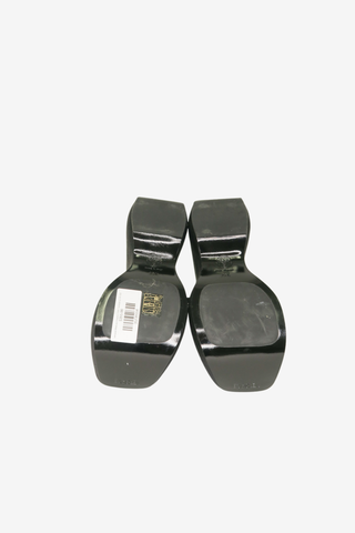 Versace Medusa Insignia Satin Sandals sz 35 1/2 - Designer Pumps at The Find Luxury Resale - Vancouver, Canada