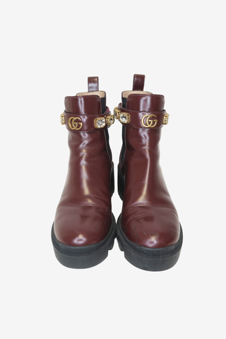 Gucci Double G Logo Leather Chelsea Boots sz 38.5 - Designer shoes at The Find Luxury Resale - Vancouver, Canada