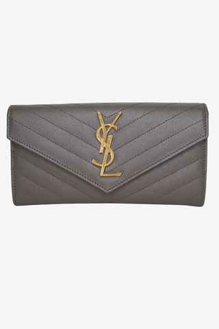 Saint Laurent Dark Grey Wallet - Designer Handbags at The Find Luxury Resale - Vancouver, Canada