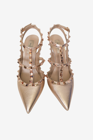 Valentino Rockstud Accents Patent Leather T-Strap Pumps sz 39 - Designer shoes at The Find Luxury Resale - Vancouver, Canada