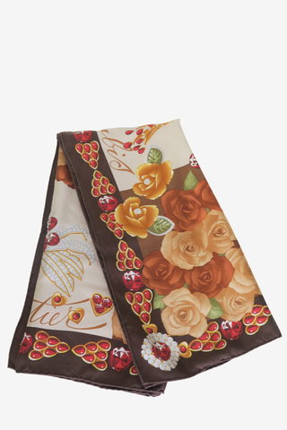 Cartier Rose Print Silk Scarf - Designer scarf at The Find Luxury Resale - Vancouver, Canada