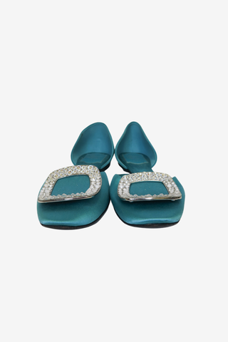 Roger Vivier Satin Crystal Flats Sz 37 - Designer Flats at The Find Luxury Resale - Vancouver, Canada