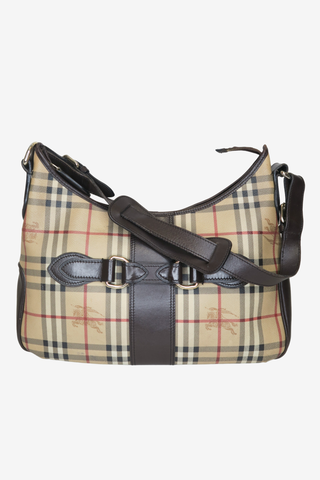 Burberry Haymarket Check Buckle Shoulder Bag - Designer Handbags at The Find Luxury Resale - Vancouver, Canada