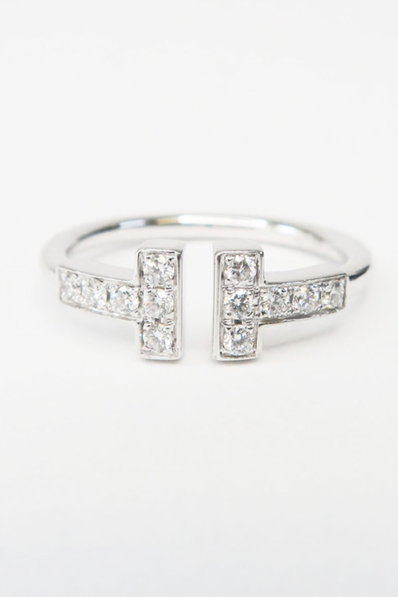 Tiffany & Co. 18K Diamond T Wire Ring