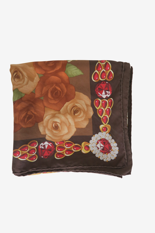 Cartier Rose Print Silk Scarf - Designer scarf at The Find Luxury Resale - Vancouver, Canada