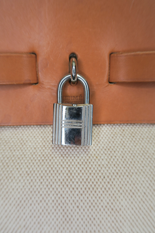 Hermes Toile H & Vache Hunter Herbag 39 - Designer handbag at The Find Luxury Resale - Vancouver, Canada