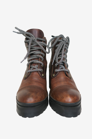 Miu Miu Leather Combat Boots sz 39 - Designer shoes at The Find Luxury Resale - Vancouver, Canada