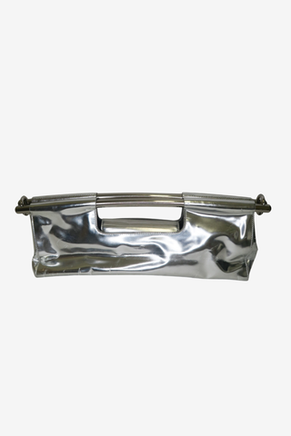 Prada Spazzolato Metallic Clutch - Designer Handbags at The Find Luxury Resale - Vancouver, Canada