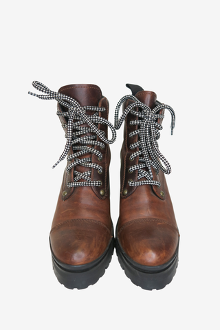 Miu Miu Leather Combat Boots sz 39 - Designer shoes at The Find Luxury Resale - Vancouver, Canada