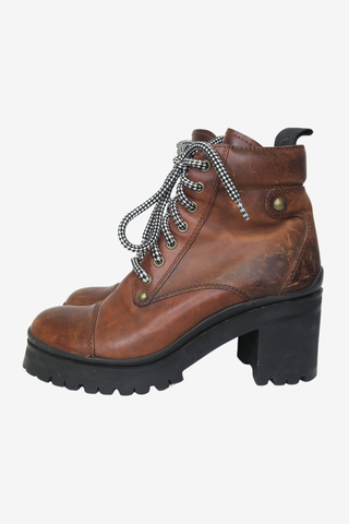 Miu Miu Leather Combat Boots sz 39 - Designer shoes at The Find Luxury Resale - Vancouver, Canada