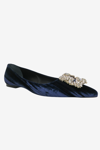 Roger Vivier Velvet Embellished Flats sz 36.5 - Designer Flats at The Find Luxury Resale - Vancouver, Canada
