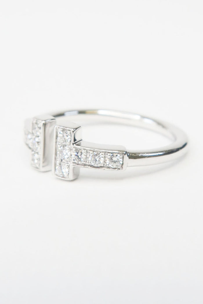 Tiffany & Co. 18K Diamond T Wire Ring