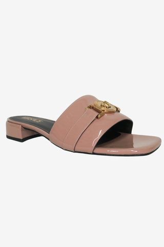 Versace Beige Patent Slides sz 40