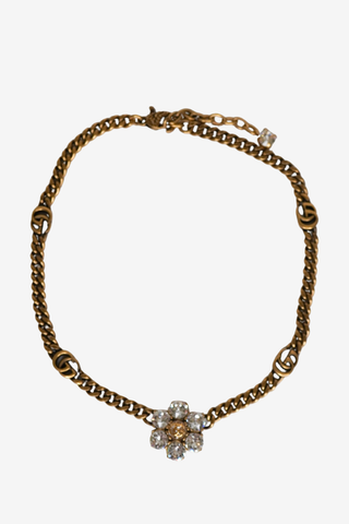 Gucci Crystal Flower GG Marmont Choker - Designer Necklace at The Find Luxury Resale - Vancouver, Canada