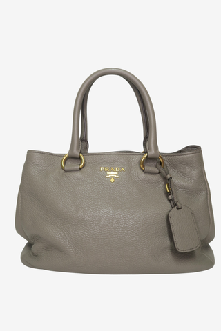 Prada Grey Vitello Daino Leather Bag - Designer handbag at The Find Luxury Resale - Vancouver, Canada