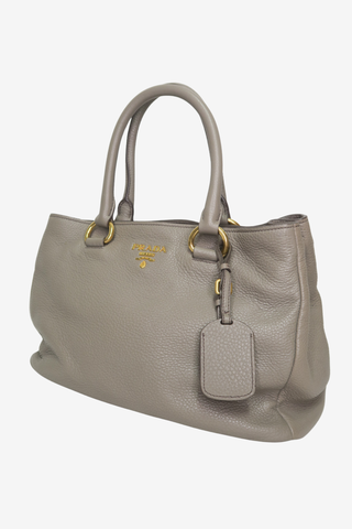 Prada Grey Vitello Daino Leather Bag - Designer handbag at The Find Luxury Resale - Vancouver, Canada