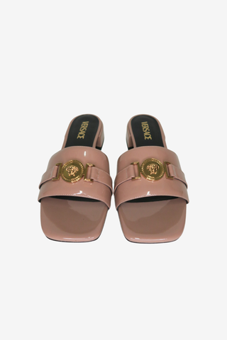 Versace Beige Patent Slides sz 40