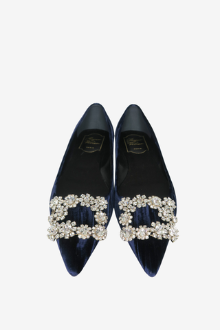 Roger Vivier Velvet Embellished Flats sz 36.5 - Designer Flats at The Find Luxury Resale - Vancouver, Canada