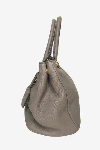 Prada Grey Vitello Daino Leather Bag - Designer handbag at The Find Luxury Resale - Vancouver, Canada