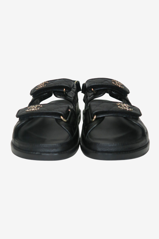 Chanel nterlocking CC Logo Leather Slingback Sandals sz 39 - Designer sandals at The Find Luxury Resale - Vancouver, Canada