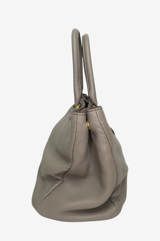 Prada Grey Vitello Daino Leather Bag - Designer handbag at The Find Luxury Resale - Vancouver, Canada