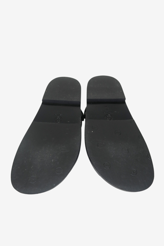 Chanel nterlocking CC Logo Leather Slingback Sandals sz 39 - Designer sandals at The Find Luxury Resale - Vancouver, Canada