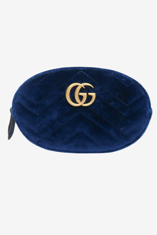 Gucci Blue Velvet Marmont Belt Bag