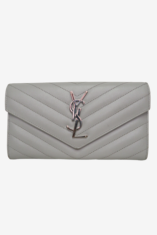 Saint Laurent Grey Leather Wallet - Designer Handbags at The Find Luxury Resale - Vancouver, Canada