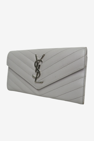 Saint Laurent Grey Leather Wallet - Designer Handbags at The Find Luxury Resale - Vancouver, Canada