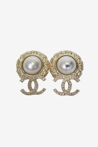 Chanel CC Pearl Earrings