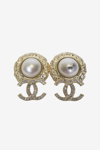Chanel CC Pearl Earrings