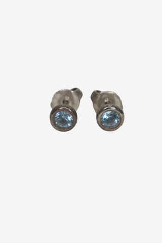 Tiffany Aquamarine Stud Earrings - Designer Earrings at The Find Luxury Resale - Vancouver, Canada