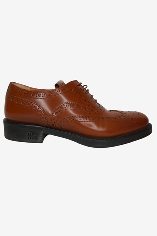 Miu Miu Leather Oxfords sz 36.5 - Designer Loafers at The Find Luxury Resale - Vancouver, Canada
