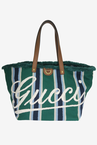 Gucci Logo Embroidered Tote - Designer handbag at The Find Luxury Resale - Vancouver, Canada