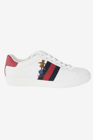 Gucci Web Accent Leather Sneakers sz 37 - Designer Sneakers at The Find Luxury Resale - Vancouver, Canada