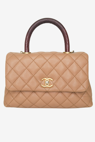 Chanel Lizard Trimmed Small Coco Top Handle Bag