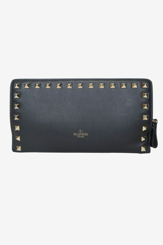 Valentino Rockstud Accents Leather Continental Wallet - Designer wallet at The Find Luxury Resale - Vancouver, Canada