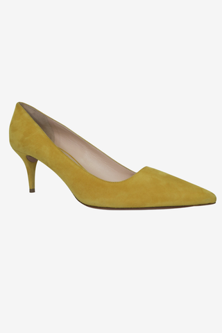 Prada Yellow Suede Pointed Toe Pumps sz 41 - Designer pumps at The Find Luxury Resale - Vancouver, Canada