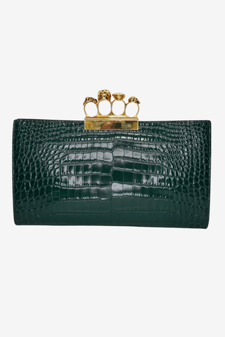 Alexander McQueen Green Embossed Clutch
