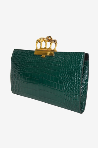 Alexander McQueen Green Embossed Clutch