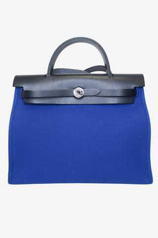 Hermès Blue Toile Herbag Zip 31 - Designer handbag at The Find Luxury Resale - Vancouver, Canada