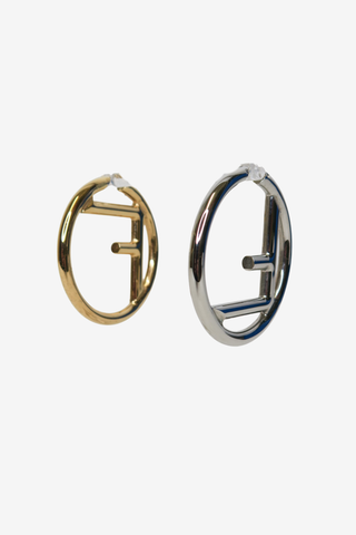 Fendi Two-Tone F Is Fendi Hoop Earrings - Designer Earrings at The Find Luxury Resale - Vancouver, Canada