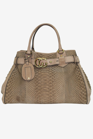 Gucci Double G Python Tote - Designer Handbags at The Find Luxury Resale - Vancouver, Canada