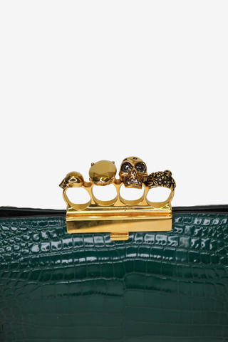 Alexander McQueen Green Embossed Clutch
