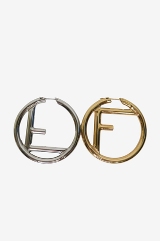 Fendi Two-Tone F Is Fendi Hoop Earrings - Designer Earrings at The Find Luxury Resale - Vancouver, Canada